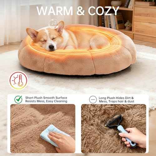 OhGeni 31 inches Calming Donut Orthopedic Dog & Cat Bed for Medium