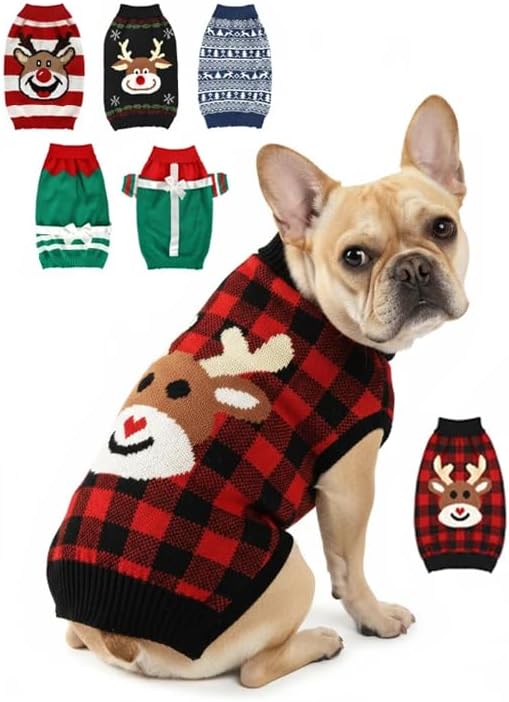 Dog Christmas Sweater, Soft Warm Pet Clothes Coat by AURUZA