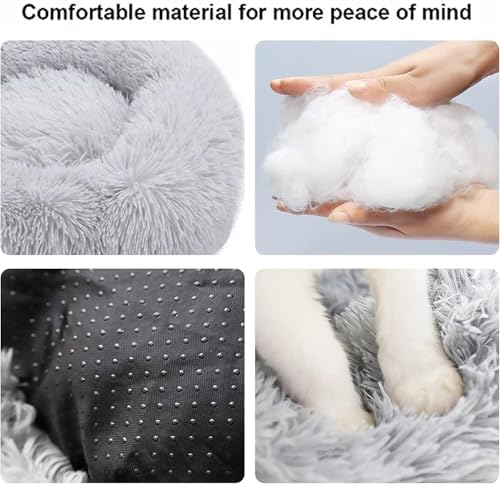 Fluffy Calming Cat Beds for Indoor Cats - Washable Round Dog Beds for