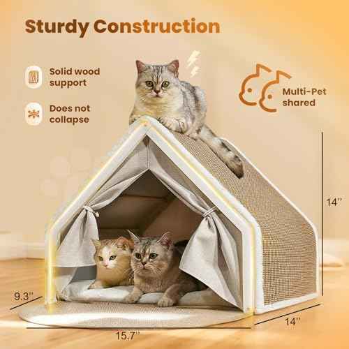 Cat Houses for Indoor Cats - 4 Seasons Cat Bed Cave with Natural Sisal