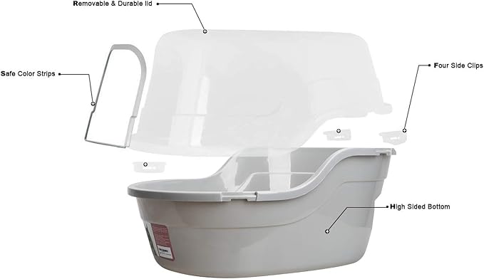 Petphabet Jumbo Hooded Cat Litter Box, Extra Large Gray - Image 5