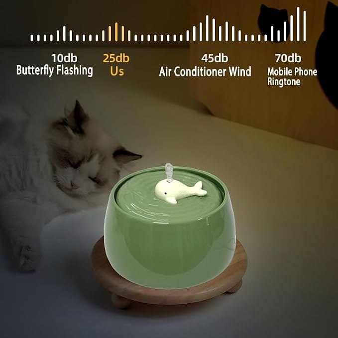 Ceramic Cat Water Fountain, 45oz/1.3L Ultra-Silent Automatic Pet Drinking Water - Image 6