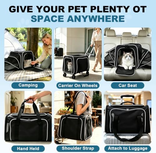Pet Carrier On Wheels - Airline Approved Expandable Cat Carrier with