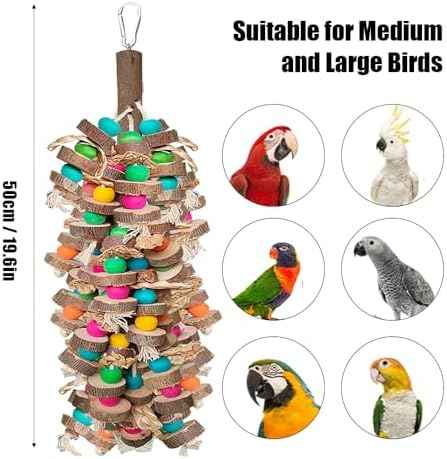 Parrot Toys for Large Birds, Multicolored Wooden Blocks Bird Chewing