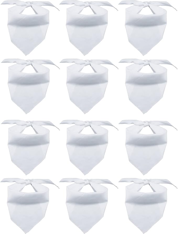 12 Pieces Sublimation Pet Bandanas White Heat Transfer Triangle Dog Scarf Blank by GroceryProduct
