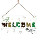 Welcome Sign for Front Door, Playroom Wall Decor, Dinosaur Theme Wall Hanging by corner+wind