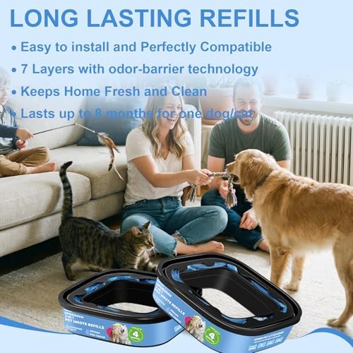 Genie Refill Bags for Cat Dog 2 Pack - Total 56FT Lasts Up to 8 Months