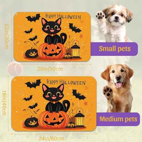 Halloween Cat Pet Feeding Mat, Absorbent Dog Bowl Pad, Quick Dry with