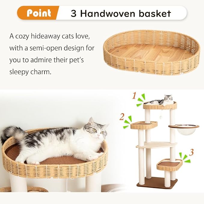 48'' Cat Tree for Large Cats, Modern Cat Tree Multi-Level Condo - Image 8