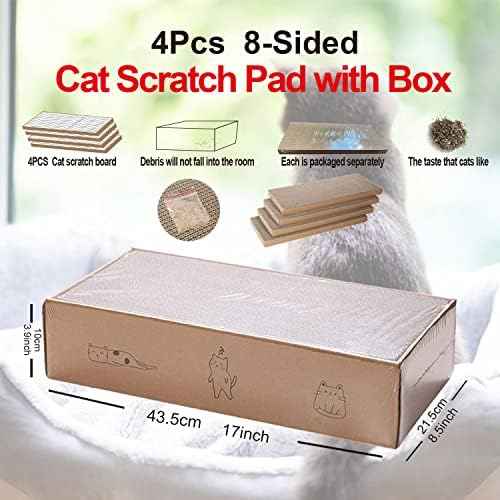 4 Packs in 1 Cat Scratch Pad with Box, Cat Scratcher