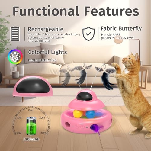 MOHAYA Automatic Cat Toys,4-in-1 InteractiveCat Toys for Bored Indoor