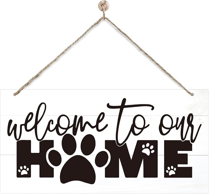 Welcome Sign for Front Door, Front Door Decor Wooden Hanging Sign for Wall Decor by corner+wind