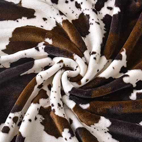 Bnuitland Brown Cow Print Flannel Throw Blanket (50x70 Inches), 300