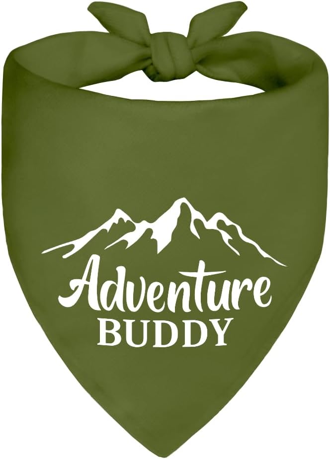 Adventure Buddy Green Dog Bandana, Funny Puppy Scarf Photo Prop by ZBBFSCSB