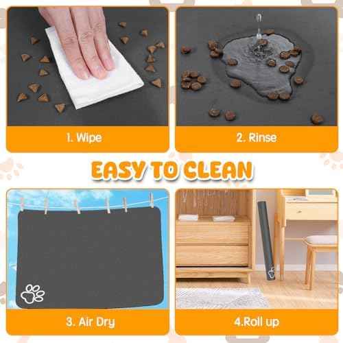 Dog Food Mat, 39.4"x31.5" Largest Absorbent Dog Mat for Food and