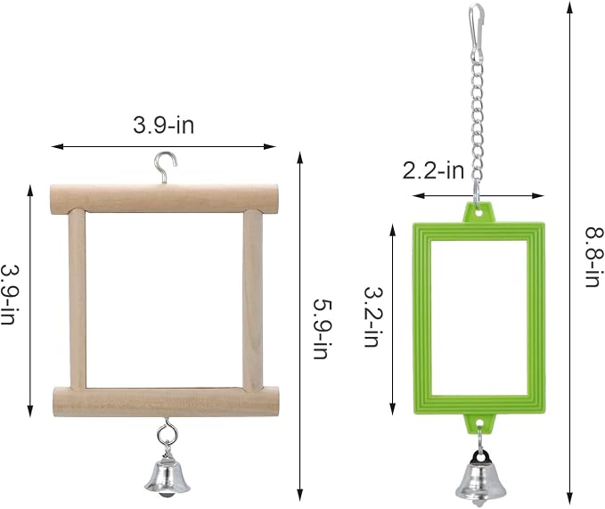 4 PCS Bird Mirror with Bell Parrot Hanging Interactive Playing Toy - Image 6