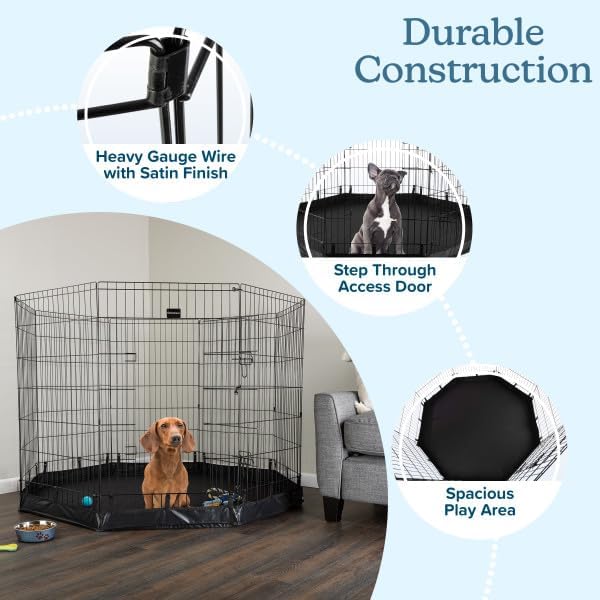 Dog Playpen - Foldable Metal Exercise Puppy Play Pen - Indoor/Outdoor Dog Fence - Image 2