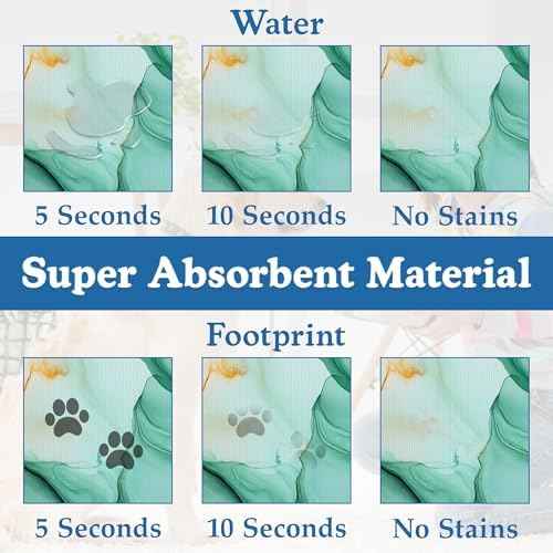 Green Marble Pet Feeding Mat for Floors–Absorbent Quick Dry Dog Cat