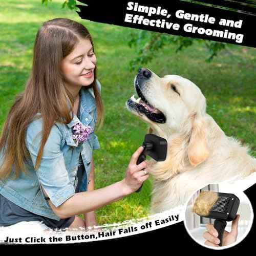 3PCS Self Cleaning Slicker Brush & Pet Grooming Rake & Flea Comb for