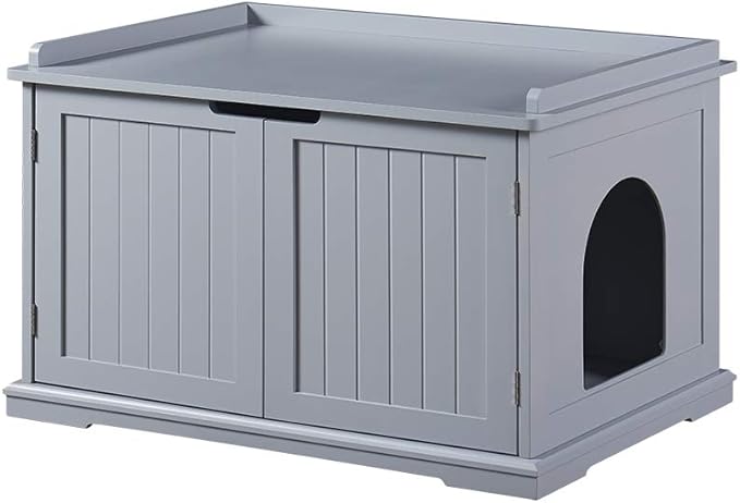 unipaws Cat Litter Box Enclosure Furniture, Cat Washroom, Hidden Litter Box by unipaws