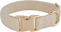 Soft Cotton Dog Collar with Metal Buckle Adjustable Heavy Duty Comfy Corduroy by YUDOTE