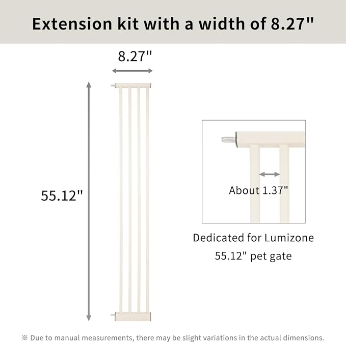 Lumizone Extra Tall Pet Gate 55.12" High Pressure Mounted 8.27" Wide Extension - Image 2