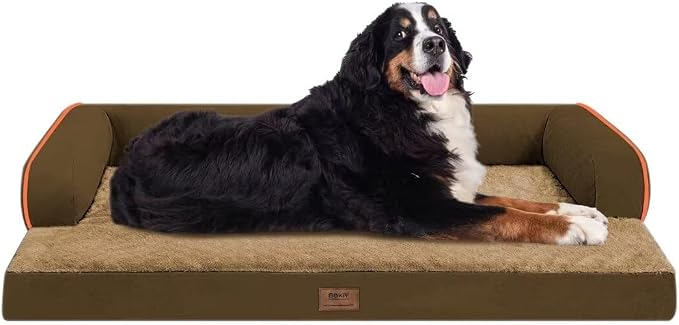 Orthopedic Large Dog Bed Washable: Brown Gaint Size Dog Beds by Mekiy