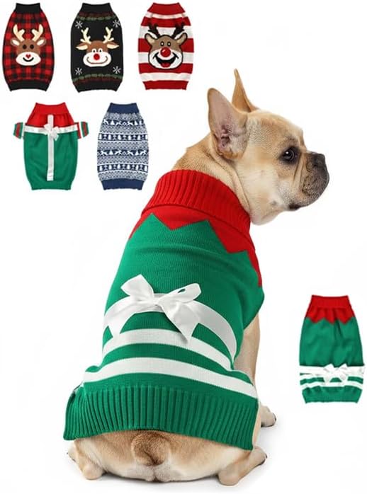 Dog Christmas Sweater, Soft Warm Pet Clothes Coat by AURUZA