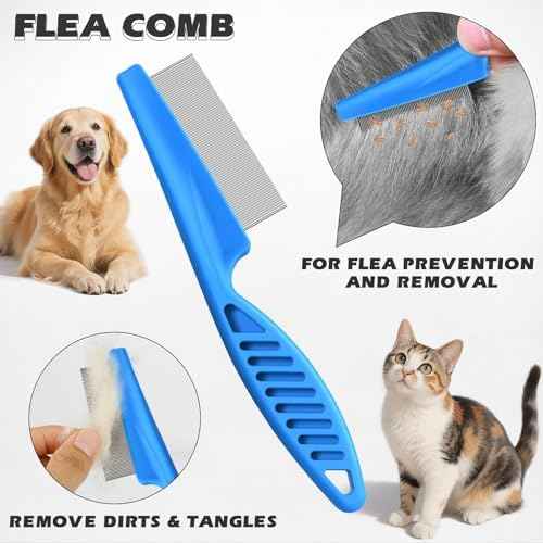 3PCS Pet Grooming Rake & Metal Comb & Flea Comb for Cats and Dogs