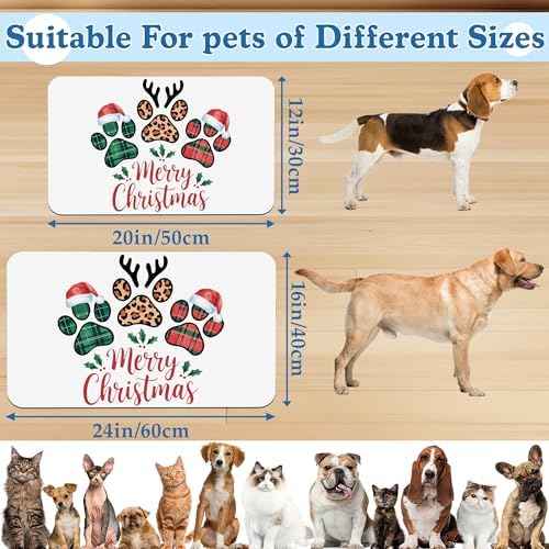 Dog Christmas Dog Food Mat–Absorbent Quick Dry Feeding Placemat for