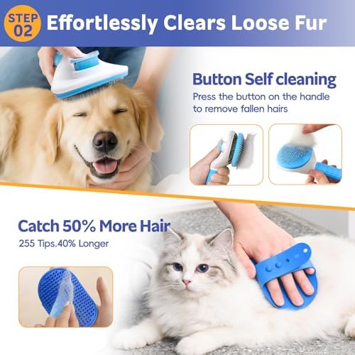 Bath Grooming Kit for Pets, 10pcs Dog Brush for Shedding with Dog Nail