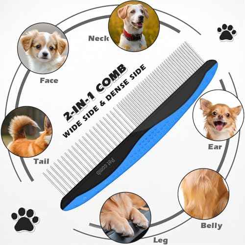 3PCS Pet Grooming Rake & Metal Comb & Flea Comb for Cats and Dogs