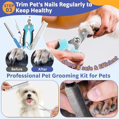Bath Grooming Kit for Pets, 10pcs Dog Brush for Shedding with Dog Nail