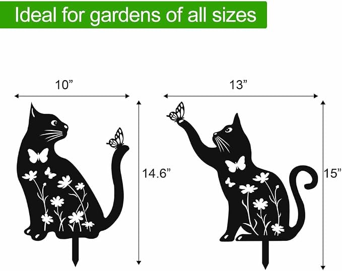Metal Cat Garden Decor for Outside, Rust Proof Steel Kitten Decor for Kitty - Image 6