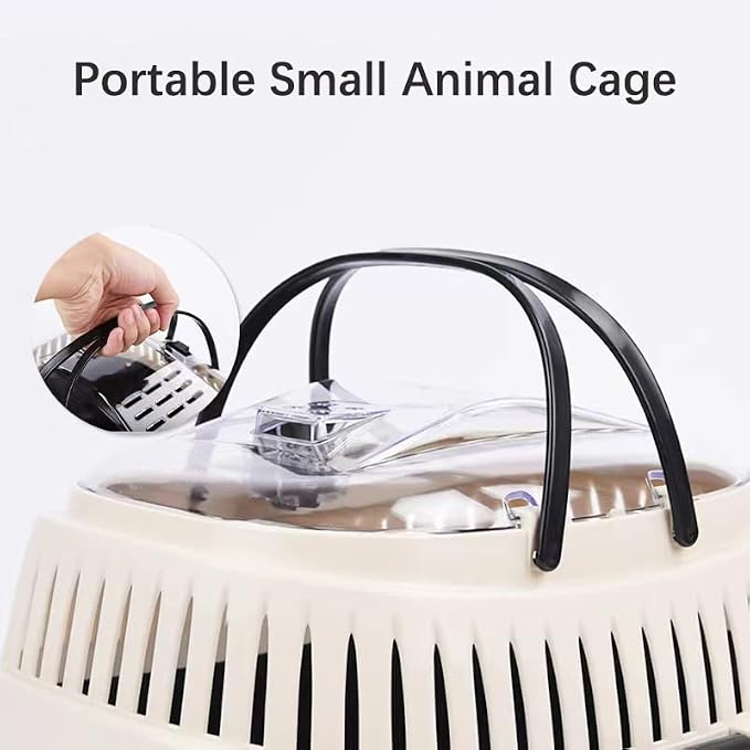 Black Travel Small Animals Hamster Hedgehog Guinea Pig Cage Carrier - Image 6