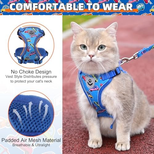 KOOLTAIL Cat Harness and Leash Set, Escape Proof for Safe Walking &