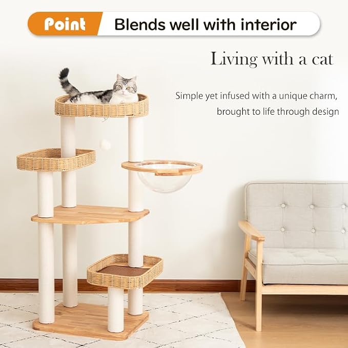 48'' Cat Tree for Large Cats, Modern Cat Tree Multi-Level Condo - Image 5
