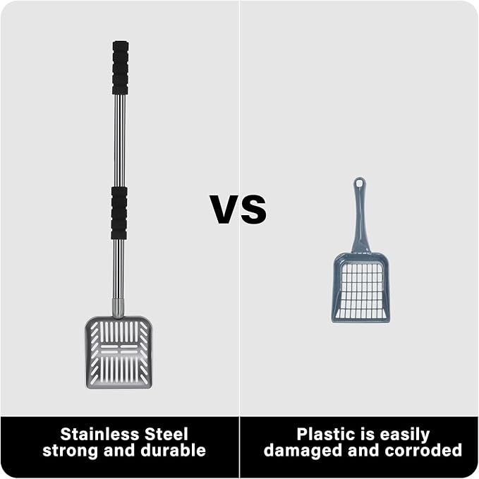 Cat Litter Scoop, Metal Long Handle Kitty Litter Coop Scooper, Heavy Duty Cats - Image 5