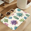 Cactus Flower Pet Feeding Mat for Floors–Absorbent Quick Dry Dog Cat