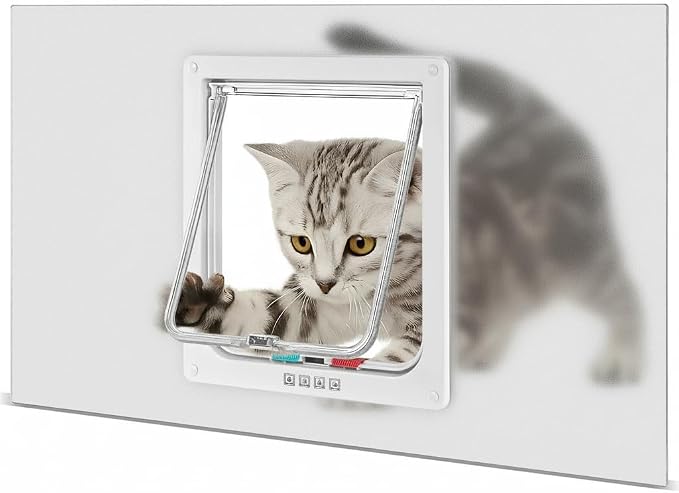 Cat Door for Window, 4 Locking Modes for Safety Cat Window Door, Fits 14"-24" - Image 2