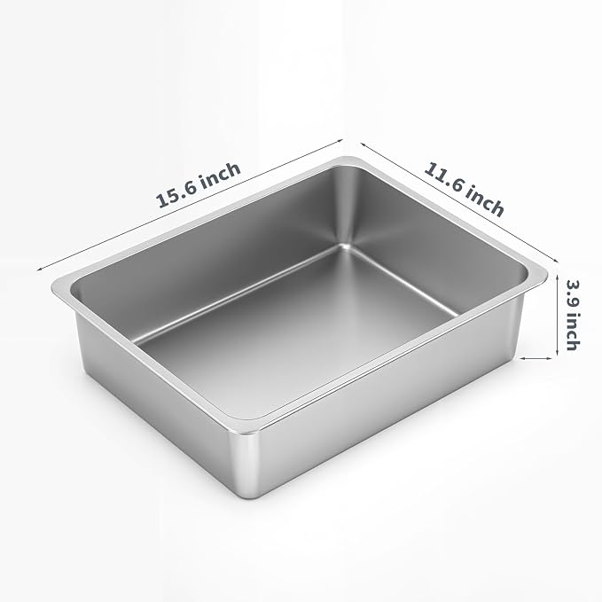 Kirecoo Stainless Steel Cat Litter Box, Small Metal High Sided Cat Pan Box - Image 2