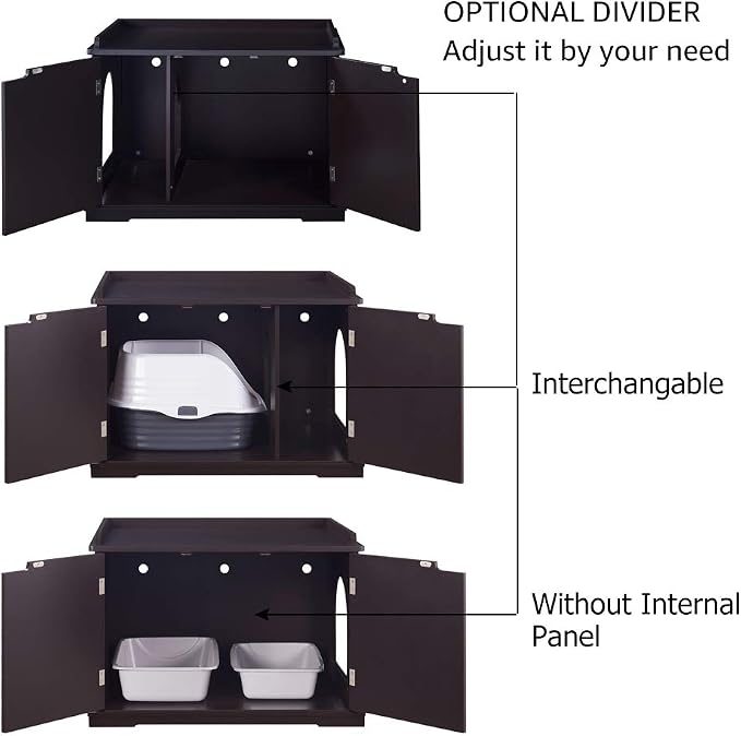 unipaws Cat Litter Box Enclosure Furniture, Cat Washroom, Hidden Litter Box - Image 4