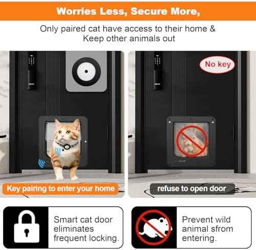 Smart Cat Door for Interior & Exterior, Cat Pet Door with 3 Collar