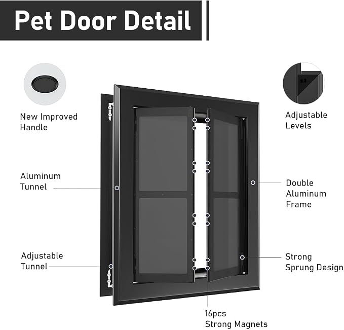 【PATAPLUS】 Aluminum French Large Dog Door, Strong Double Magnetic Flaps - Image 5
