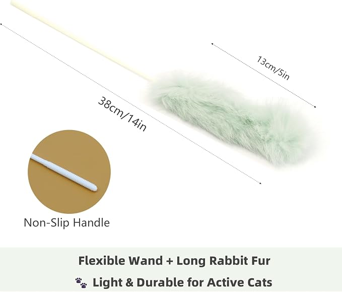 Rabbit Fur Cat Toys – 5PCS Interactive Cat Wand Toys - Image 4