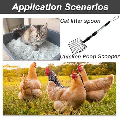Chicken Poop Scooper 3 in 1 Adjustable Long Handle Litter Metal Scoop