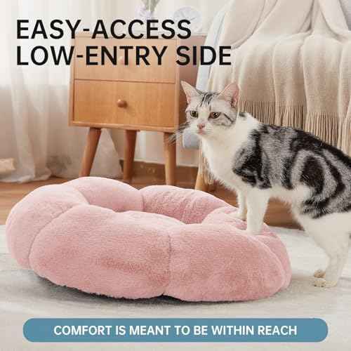 OhGeni 20 inches Calming Donut Dog & Cat Bed for Small Pets, Warming