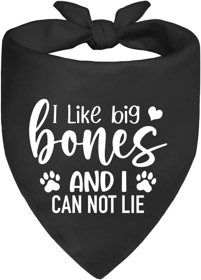I Like Big Bones and I Can Not Lie Black Dog Bandana, Funny Bones Printing by ZBBFSCSB