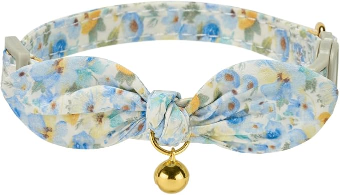 2 Pack Cotton Cat Collar, Removable Bowtie, Floral Pattern, Safety Breakaway - Image 5