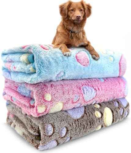 Dog Blankets for Medium Large Dogs Washable, 3 Pack Pet Blanket
